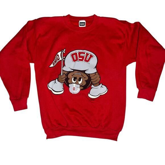 Vintage Tultex 90s OSU Brutus buckeye graphic crewneck sweatshirt red size XL - Picture 1 of 8